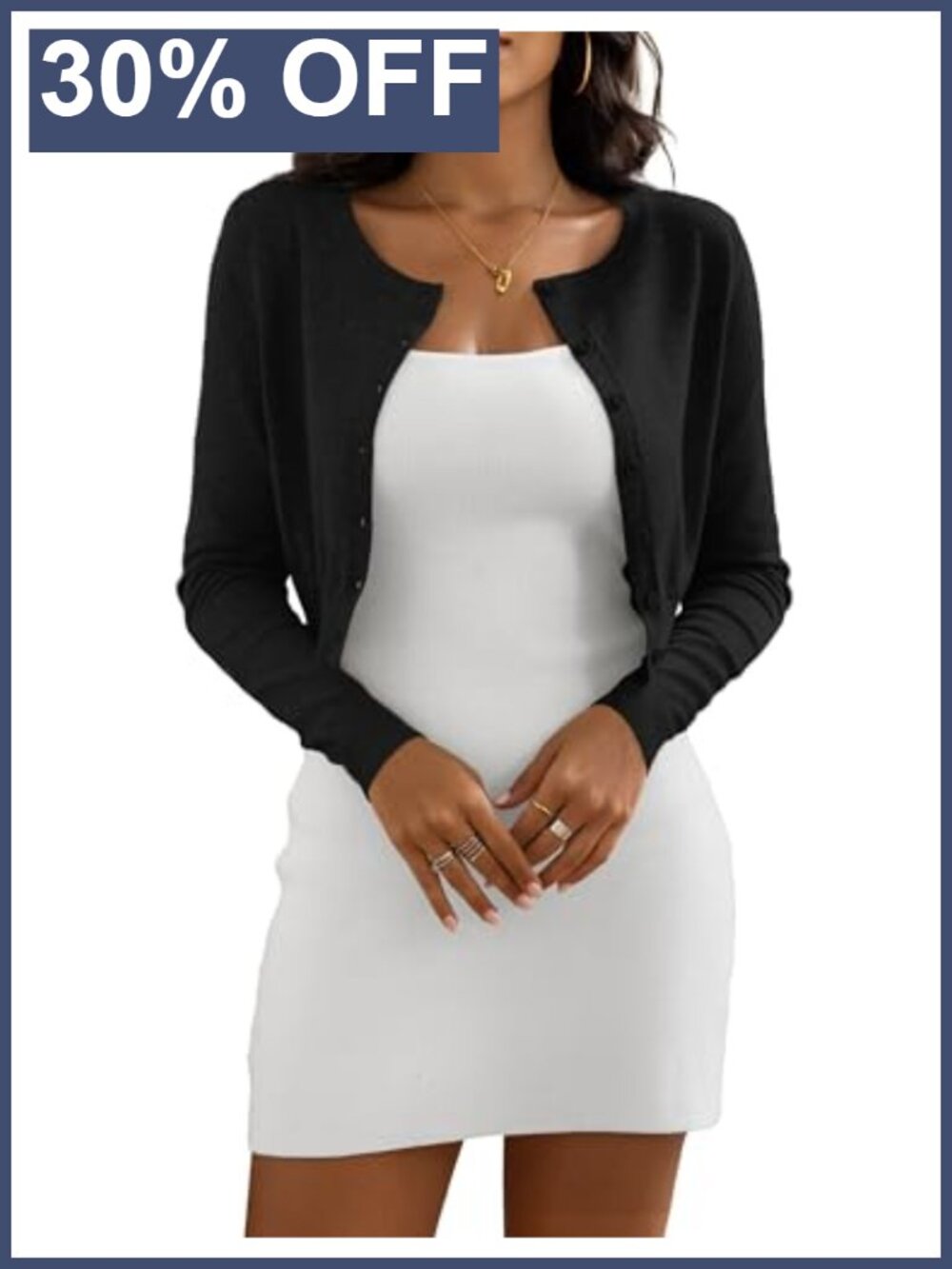 Cropped Cardigan Sweater Women Crew Neck Knit Bolero Shrug Long Sleeve